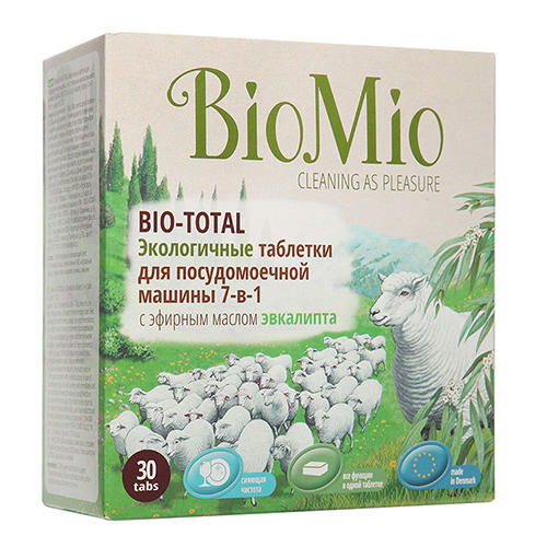 BioMio Таблетки для посудомоечной машины с эфирным маслом Эвкалипта, 30 шт (BioMio, Посуда) biomio экологичный ополаскиватель для посудомоечной машины bio rinse 750 мл biomio посуда