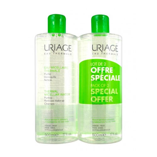 Урьяж Мицеллярная Вода очищающая для комбинированной и жирной кожи 2х500мл (Uriage, Гигиена Uriage) фото 1