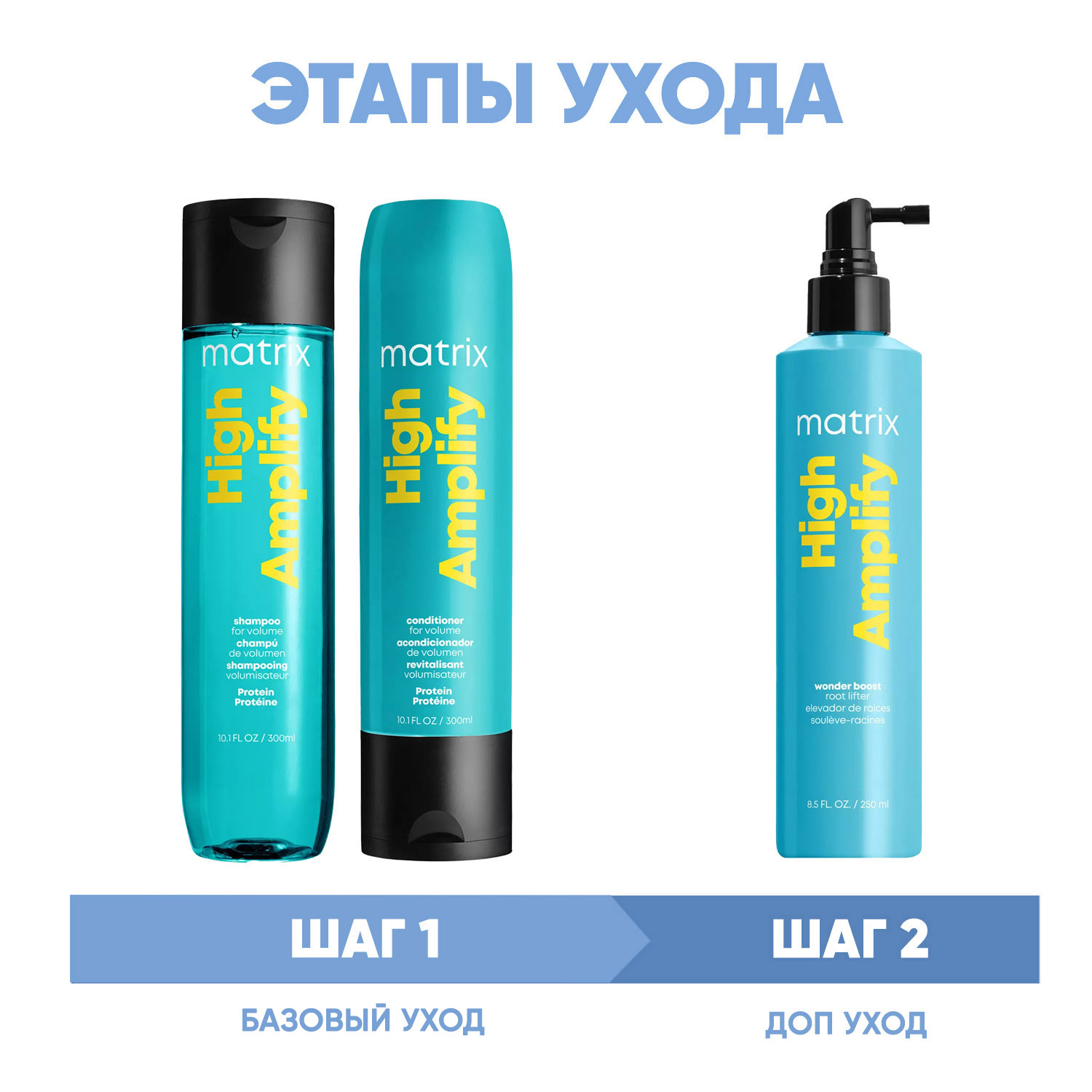 Матрикс Программа High Amplify комплексный уход: шампунь 300 мл + кондиционер 300 мл + спрей 250 мл (Matrix, High Amplify) фото 1