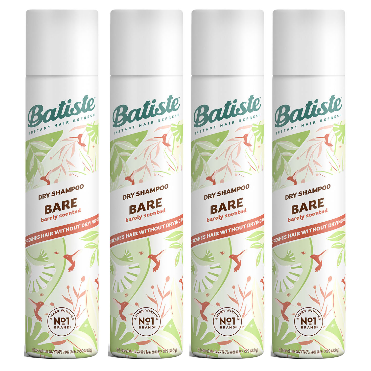 цена Batiste Комплект Bare Сухой шампунь 4 шт х 200 мл (Batiste, Fragrance)