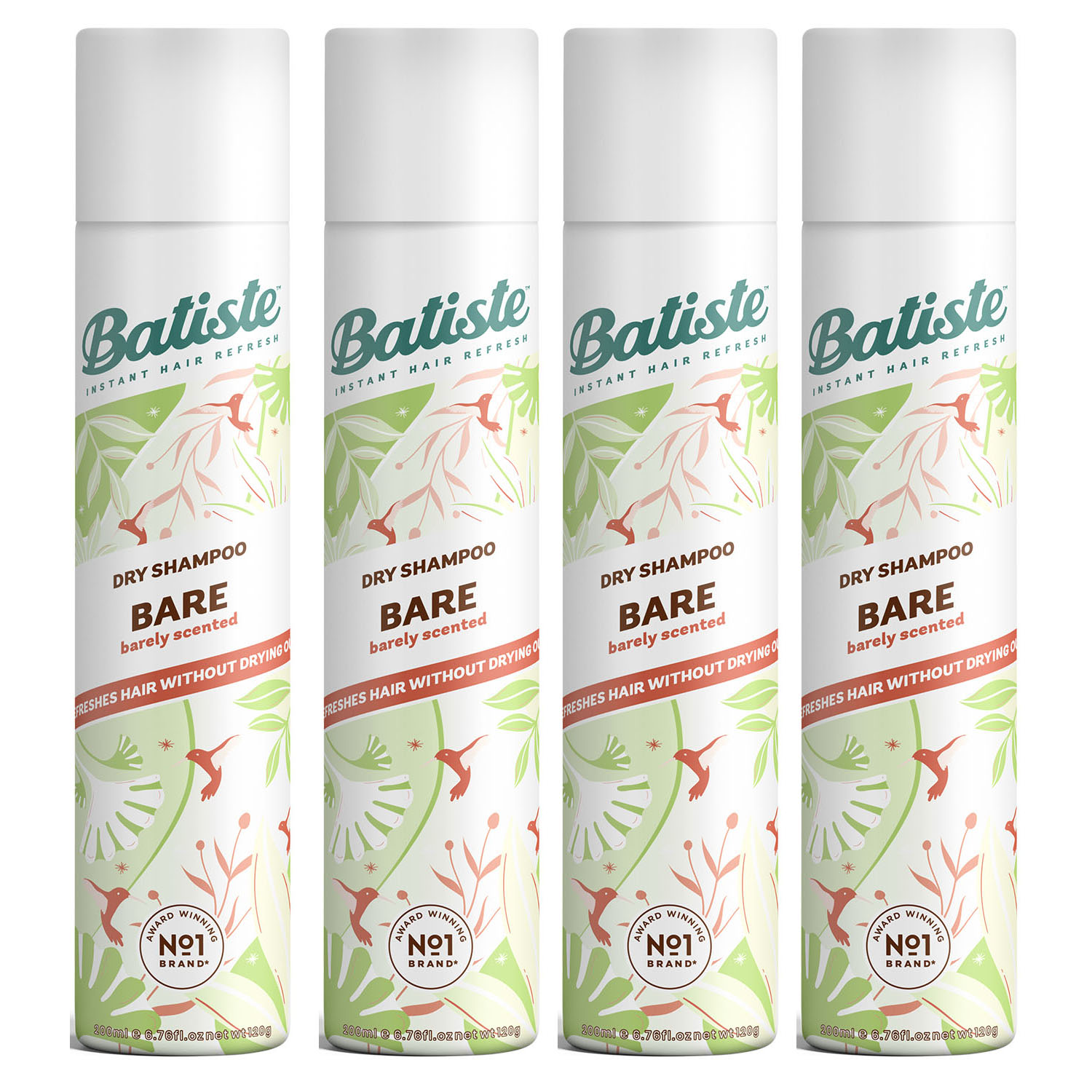 Батист Сухой шампунь для волос Bare с цветочным ароматом, 4 х 200 мл (Batiste, Fragrance) фото 0