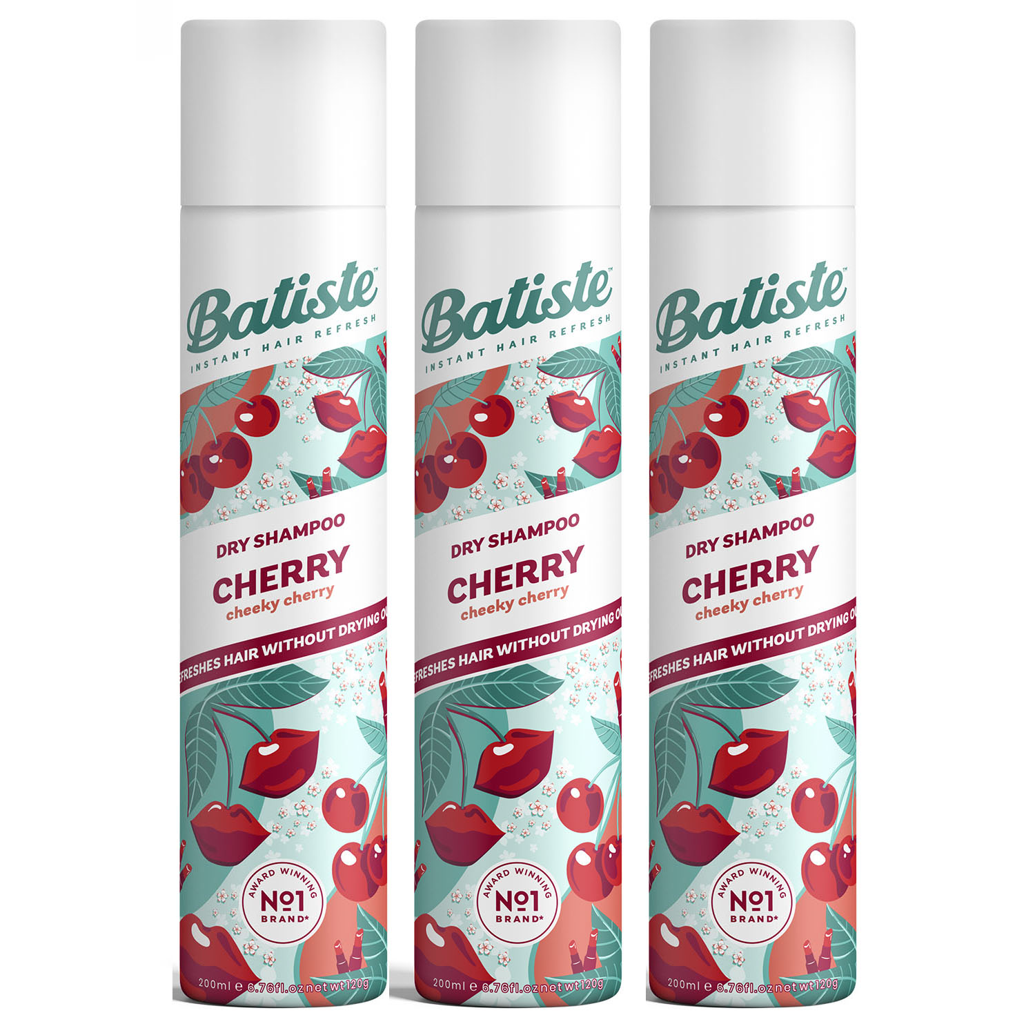 Батист Сухой шампунь для волос Cherry с ароматом вишни, 3 х 200 мл (Batiste, Fragrance) фото 0