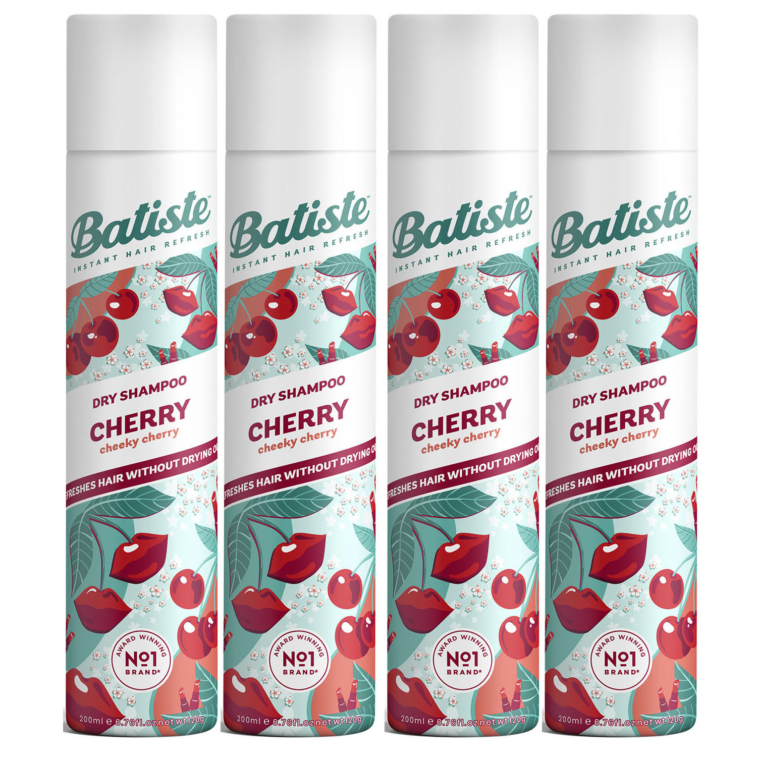 Batiste Сухой шампунь для волос Cherry с ароматом вишни, 4 х 200 мл (Batiste, Fragrance)