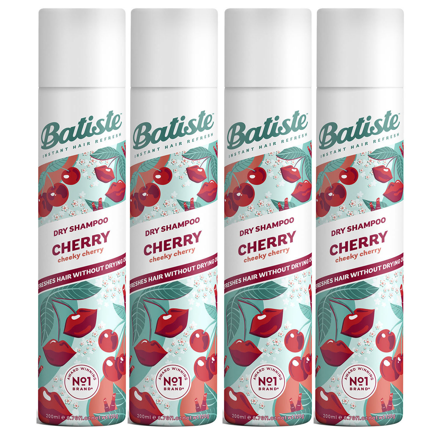 Батист Сухой шампунь для волос Cherry с ароматом вишни, 4 х 200 мл (Batiste, Fragrance) фото 0