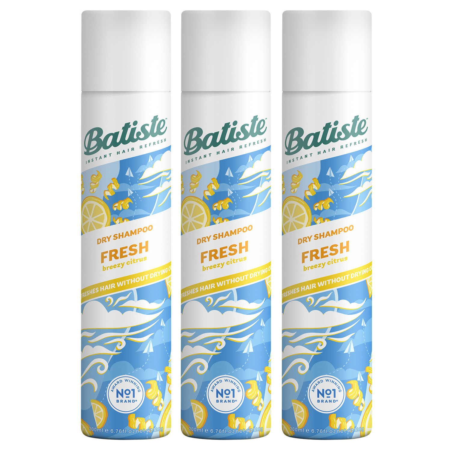 Батист Сухой шампунь для волос Fresh с ароматом свежести, 3 х 200 мл (Batiste, Fragrance) фото 0
