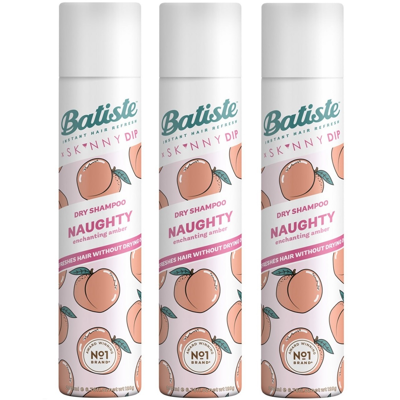 цена Batiste Сухой шампунь для волос Naughty с ягодным ароматом, 3 х 200 мл (Batiste, Fragrance)
