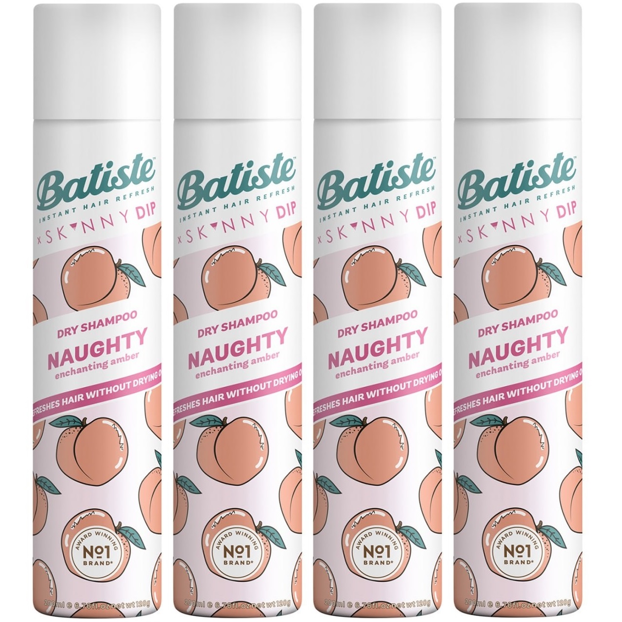 Batiste Сухой шампунь для волос Naughty с ягодным ароматом, 4 х 200 мл (Batiste, Fragrance)