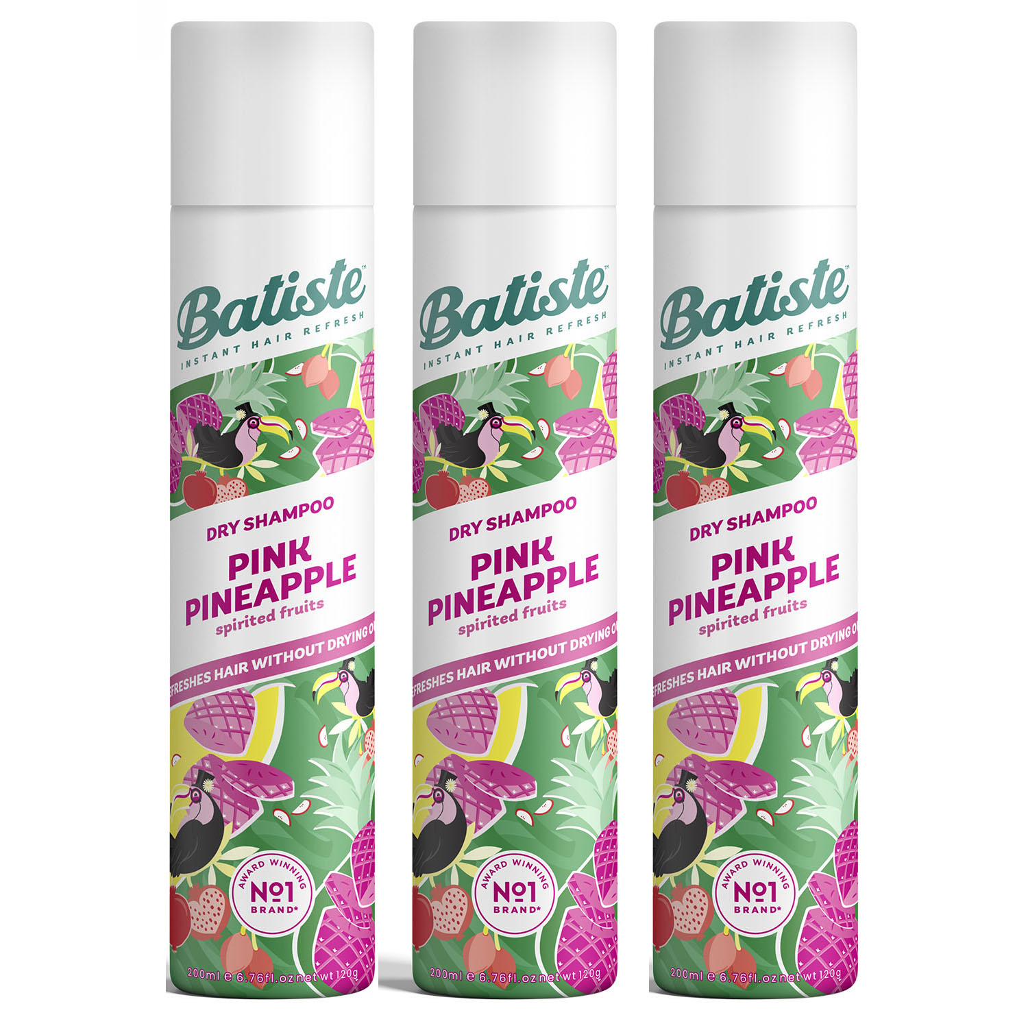 Батист Сухой шампунь для волос Pink Pineapple с фруктовым ароматом, 3 х 200 мл (Batiste, Fragrance) фото 0