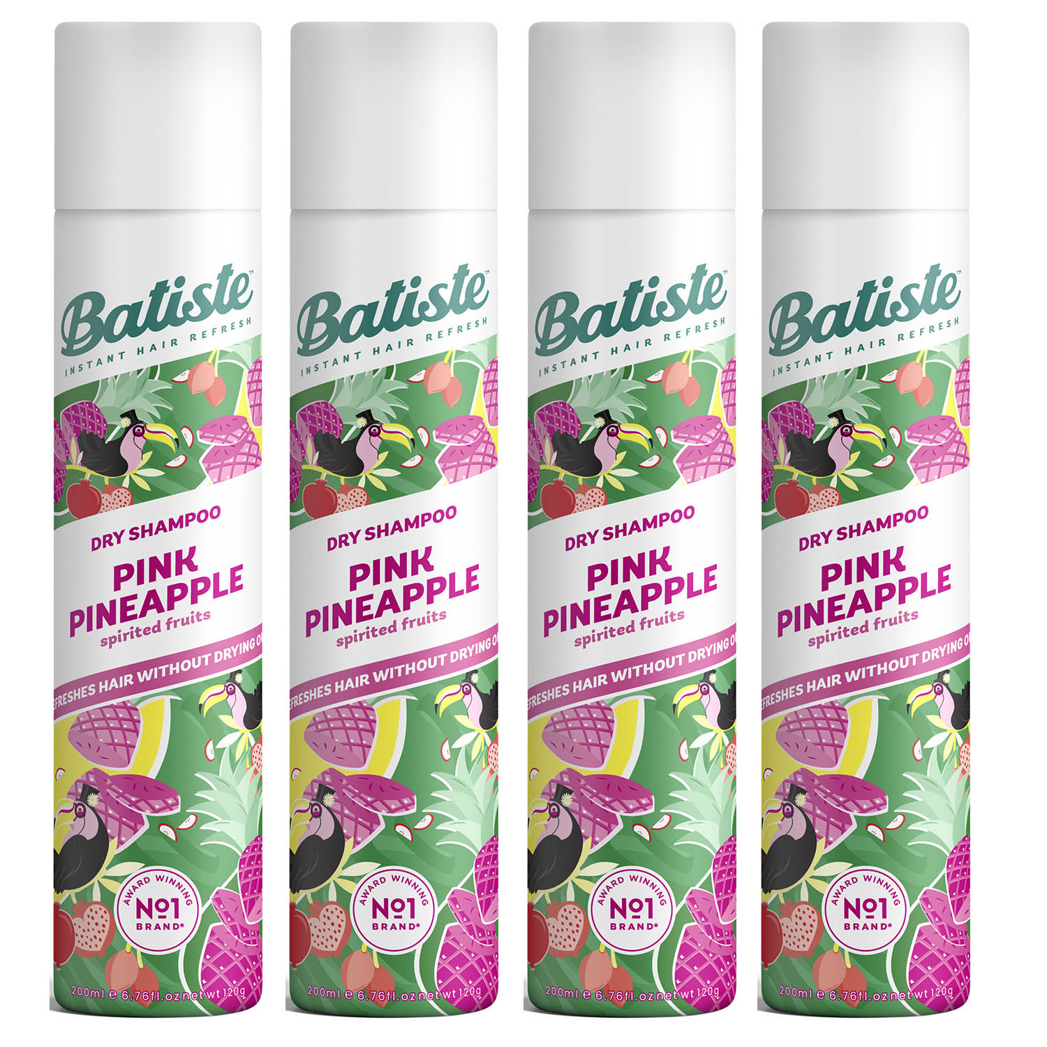 Батист Сухой шампунь для волос Pink Pineapple с фруктовым ароматом, 4 х 200 мл (Batiste, Fragrance) фото 0