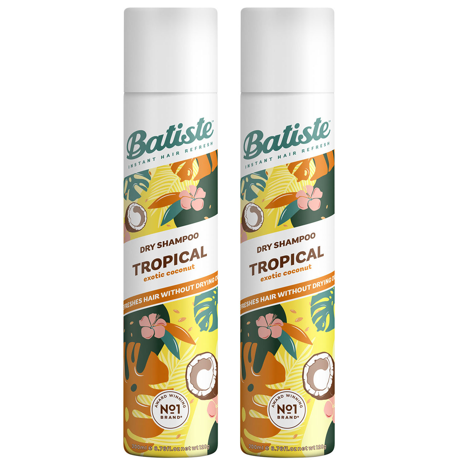 Batiste Комплект Tropical Сухой шампунь 2 шт х 200 мл (Batiste, Fragrance) batiste сухой шампунь tropical 200 мл