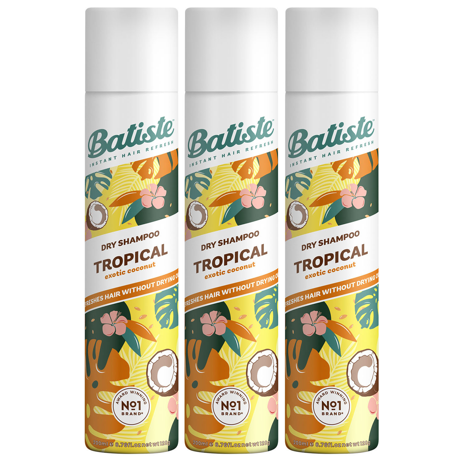 Batiste Комплект Tropical Сухой шампунь 3 шт х 200 мл (Batiste, Fragrance)