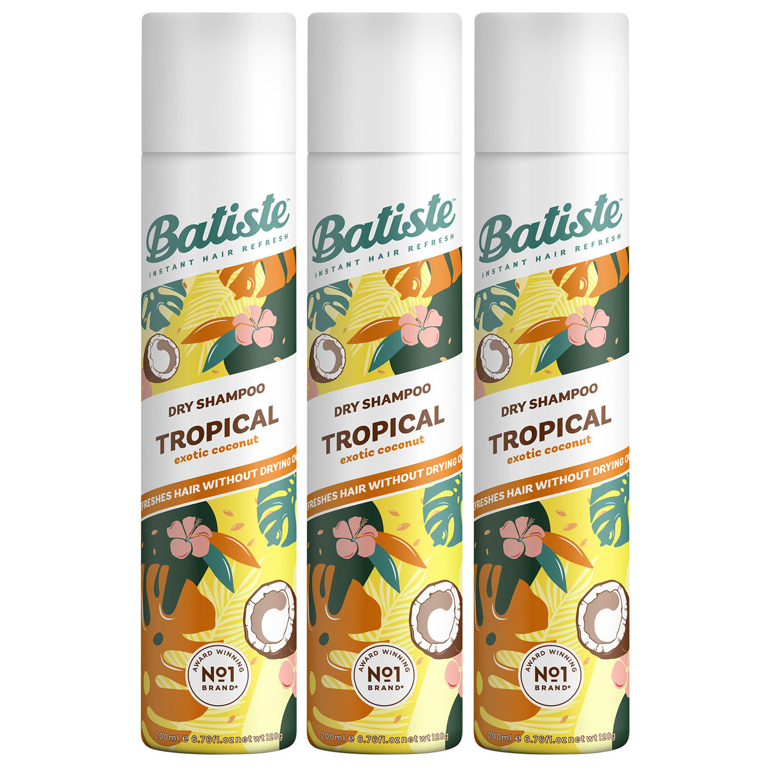 Батист Комплект Tropical Сухой шампунь 3 шт х 200 мл (Batiste, Fragrance) фото 0