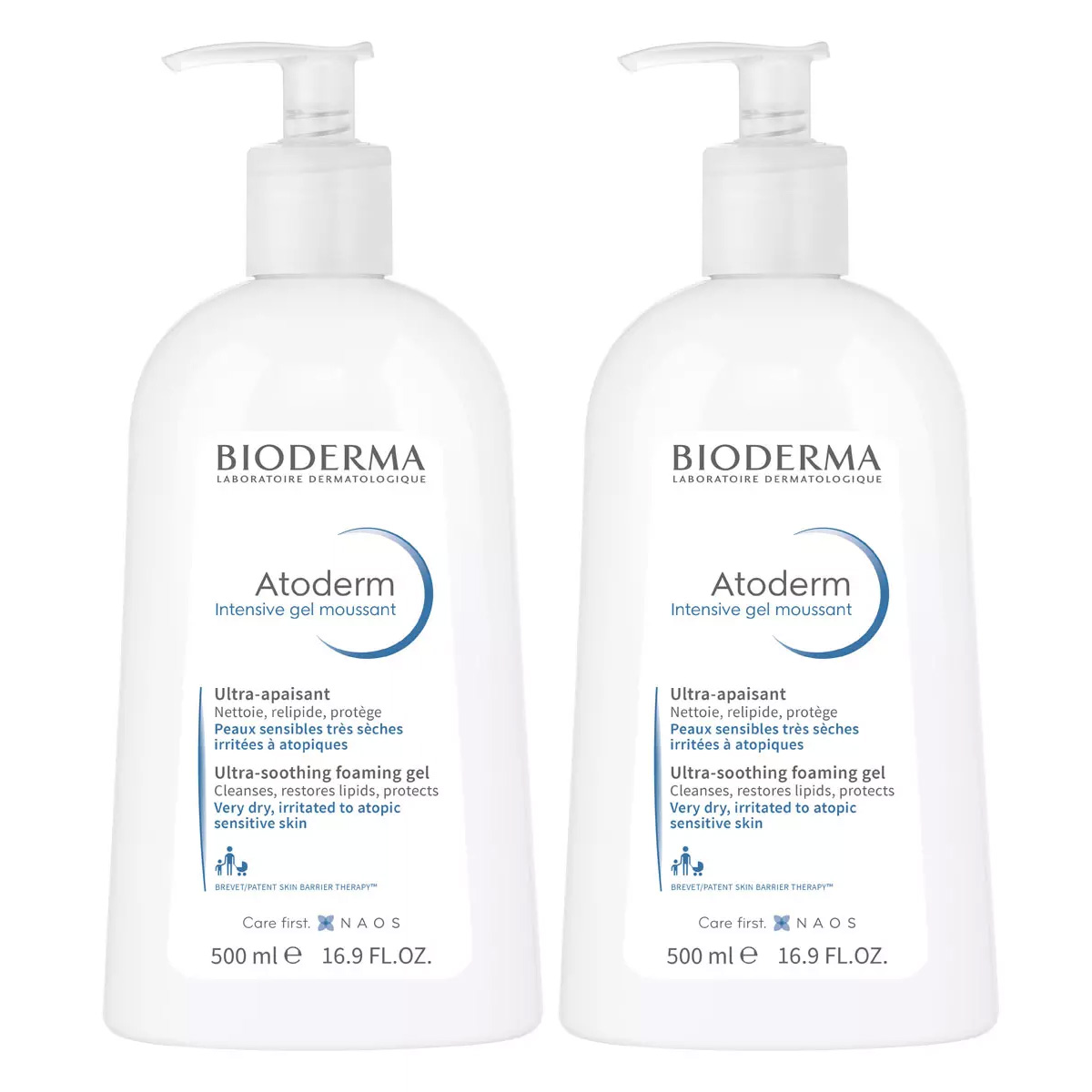 Bioderma Набор: очищающий гель Intensive, 2х500 мл (Bioderma, Atoderm) bioderma atoderm intensive gel moussant ultra soothing faoming gel 200ml tube