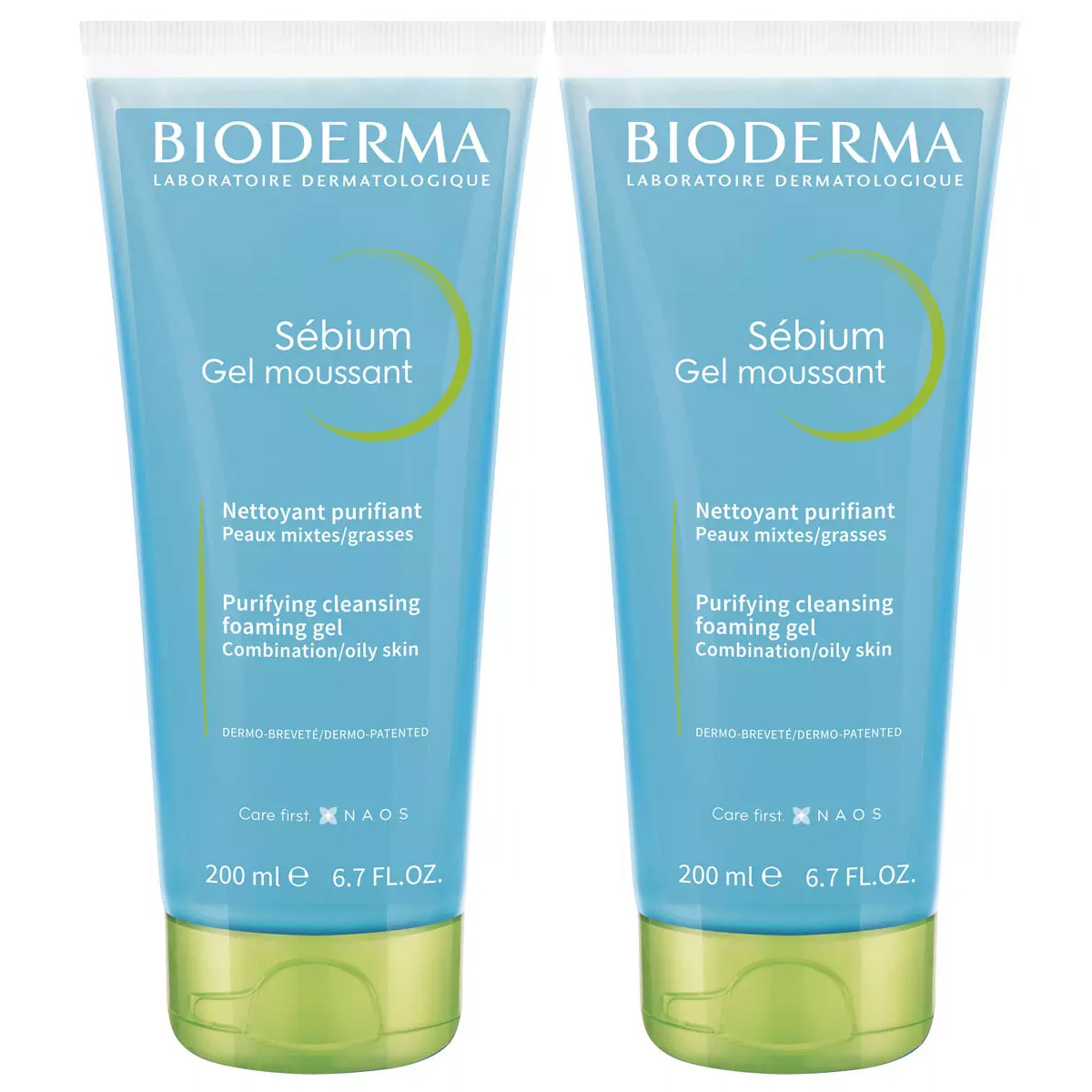 Bioderma Набор: Очищающий гель для жирной и проблемной кожи, без помпы, 2х200 мл (Bioderma, Sebium)