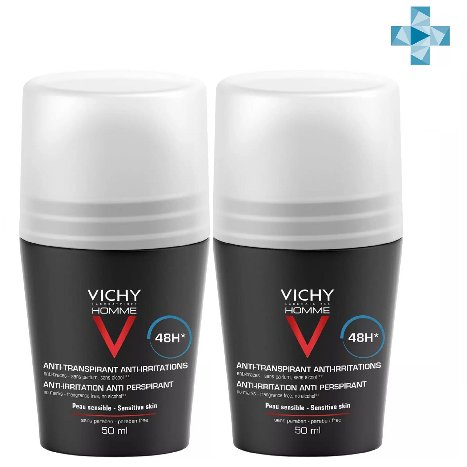 Vichy Комплект Дезодорант для чувствительной кожи, 2 х 50 мл (Vichy, Vichy Homme)