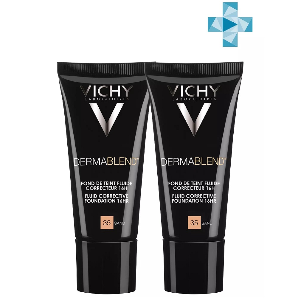 

Vichy Комплект Корректирующий тональный флюид Дермабленд песочный оттенок, 35 тон, 2 шт. по 30 мл (Vichy, Dermablend), Dermablend