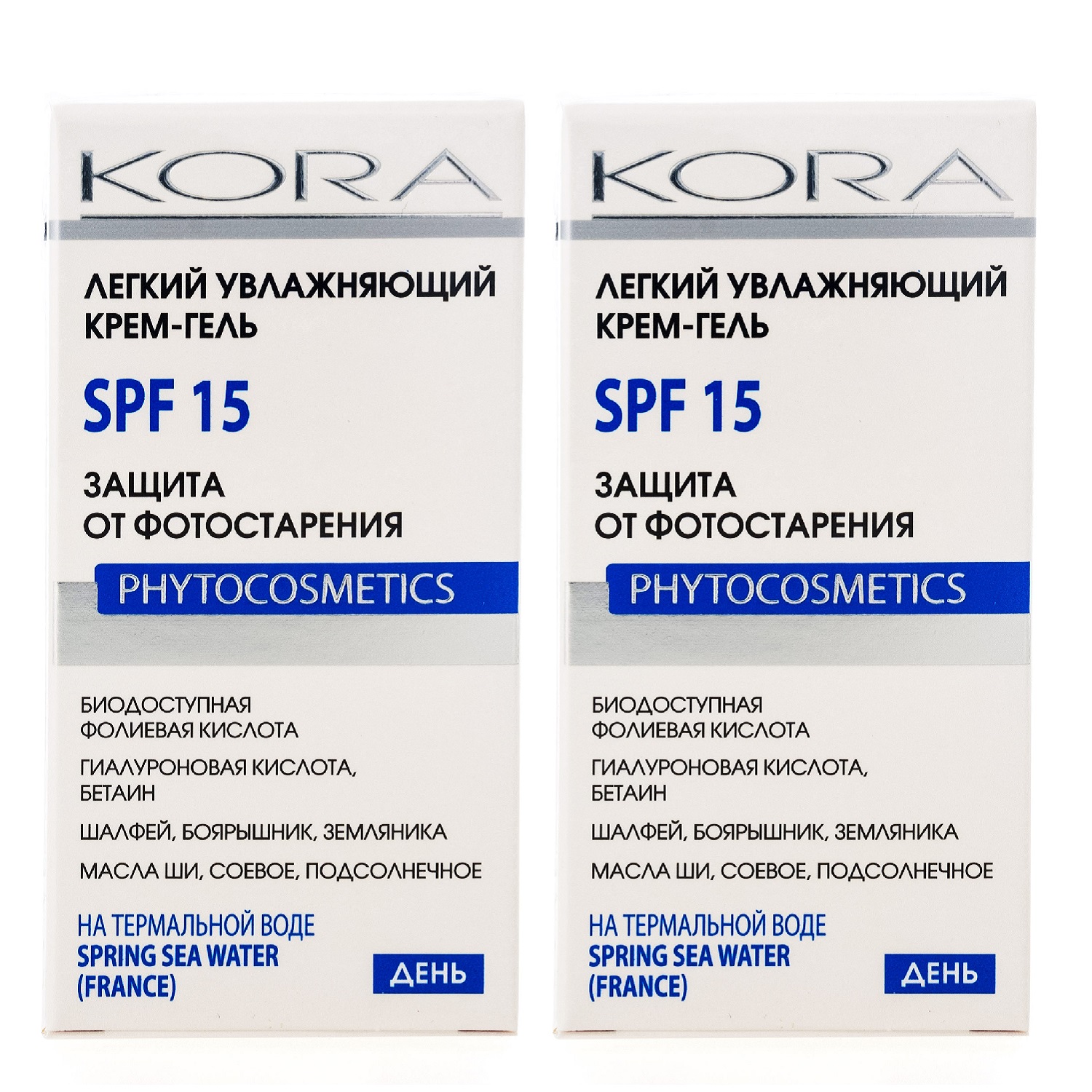  Комплект Легкий увлажняющий крем-гель SPF15, 2 х 50 мл (Кора, Увлажнение кожи) фото 0