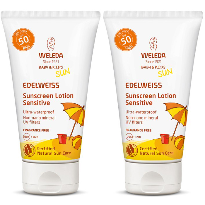 Weleda Комплект Натуральный солнцезащитный крем для младенцев и детей SPF 50, 2х50 мл (Weleda, )