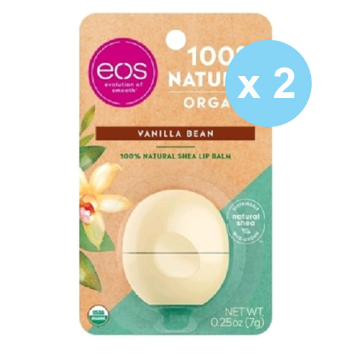 Эос Набор Organic vanilla bean lip balm бальзам для губ на картонной подложке 2 шт (Eos, Lip Balm) фото 0