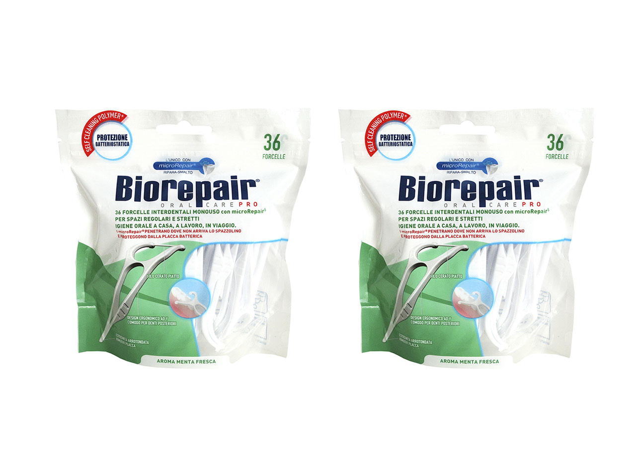 Биорепейр Набор Зубная нить с держателем Hand-Held Flosser, 36 шт*2 штуки (Biorepair, Уход за зубами) фото 0