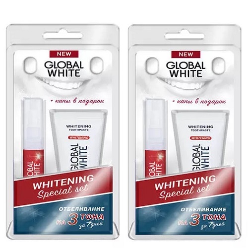 Глобал Уайт Набор Отбеливающий с капами, 2 шт (Global White, Отбеливание) фото 0