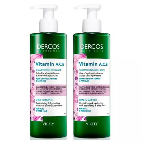 Виши Комплект Vitamin Шампунь для блеска волос Dercos Nutrients, 2 шт. по 250 мл (Vichy, Dercos Nutrients) фото 0