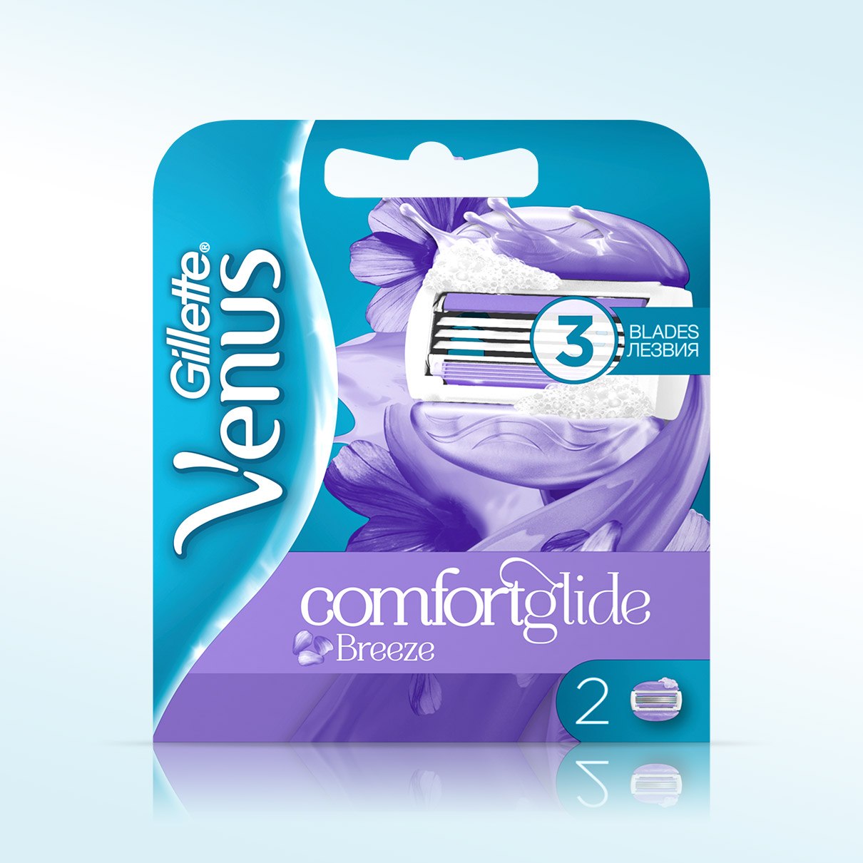  Cменные кассеты для бритья Venus Breeze cо встроенными подушечками с гелем, 2 шт (Закрытые бренды, Бритвы и лезвия) фото 0