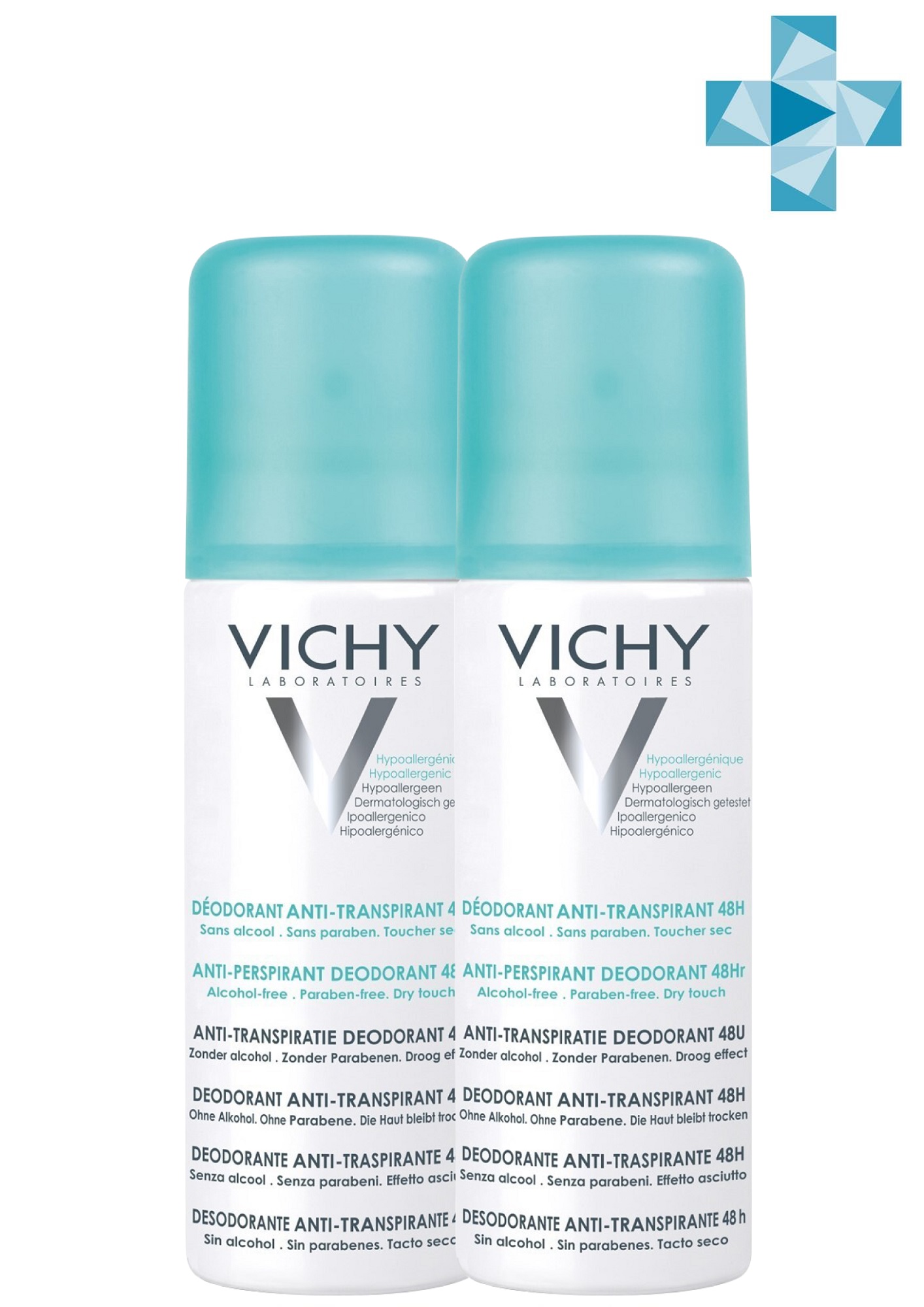 vichy дезодорант крем 7 дней регулирующий избыточное потоотделение 30 мл vichy deodorant Vichy Комплект Дезодорант-аэрозоль регулирующий избыточное потоотделение 48 часов, 2 х 125 мл (Vichy, Deodorant)