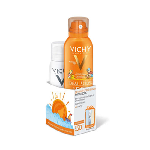 Виши Детский спрей-вуаль анти-песок SPF50+, 200 мл + Термальная Вода 50 мл (Vichy, Ideal Soleil) фото 0