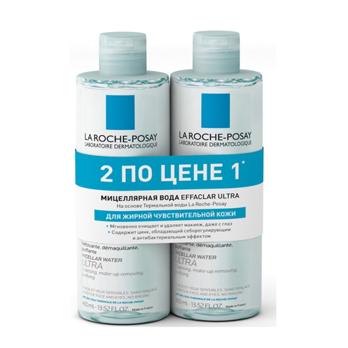 Ля Рош Позе Набор Эфаклар: Мицеллярная вода ULTRA 400 мл х 2 шт. (La Roche-Posay, Effaclar) фото 1
