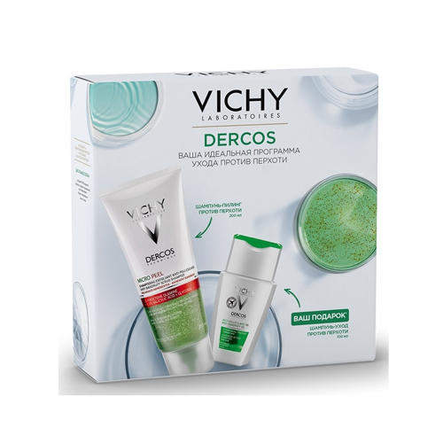 Виши Набор Шампунь-пилинг против перхоти 200 мл + Шампунь против перхоти для жирной кожи головы 100 мл (Vichy, Dercos) фото 2
