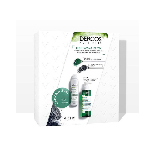 Vichy Набор Детокс: Глубоко очищающий шампунь Dercos Nutrients 250 мл + Сухой шампунь Dercos Nutrients 150 мл (Vichy, Dercos Nutrients) dercos technique от vichy