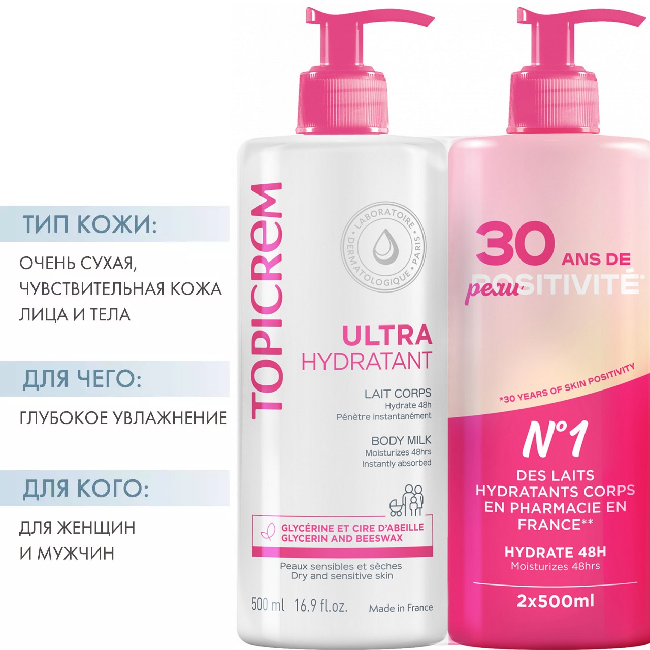 Топикрем Набор: ультра-увлажняющее молочко для тела, 2х500 мл (Topicrem, Ультра-увлажнение - чувствительная и сухая кожа) Топикрем Набор: ультра-увлажняющее молочко для тела, 2х500 мл (Topicrem, Ультра-увлажнение - чувствительная и сухая кожа) фото 1