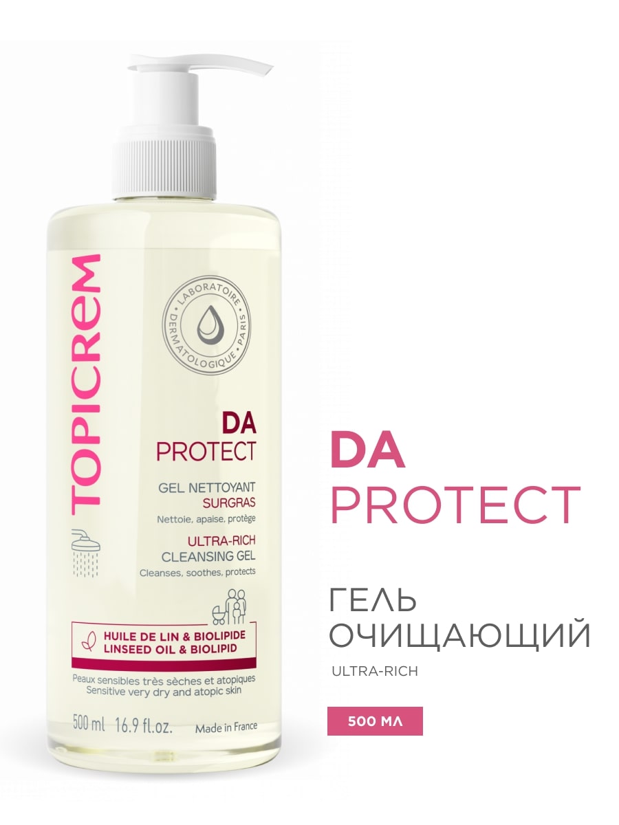 Топикрем Гель ультра риш очищающий для атопичной кожи, 500 мл (Topicrem, DA Protect - Атопичная кожа) фото 1