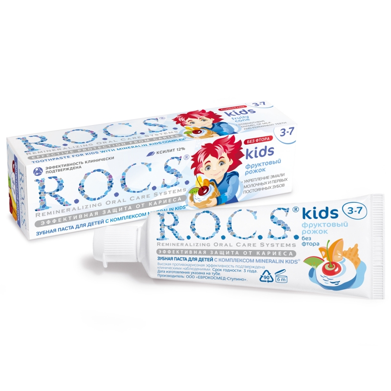 R.O.C.S. Зубная паста Рокс Для детей Фруктовый рожок 45 гр (R.O.C.S., Kids 3-7 years) r o c s паста зубная детская r o c s фруктовый рожок от 3 до 7 лет 45 г