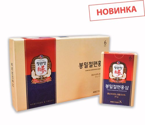Чон Кван Чжан Корень корейского красного женьшеня в меду в виде кусочков 20г*6 пакетиков (Cheong Kwan Jang, Женьшень) фото 0