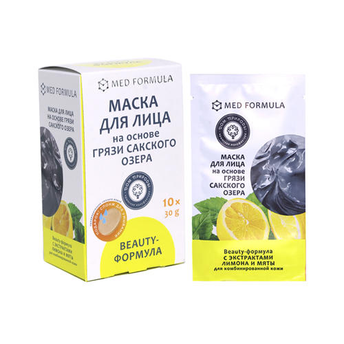  Маска для лица на основе грязи Сакского озера Beauty-формула, 30 г х 10 шт (Дом природы, Маски на основе грязи Сакского озера) фото 0