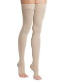 Чулки компрессионные с открытым мыском и силиконом, II класс компрессии, размер 1, кремовые (1 пара) (Компрессионные чулки)