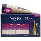 Набор для женщин: сыворотка от выпадения волос 12x5 мл + укрепляющий шампунь 100 мл (Phytocyane)