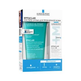 La Roche-Posay Набор для жирной и проблемной кожи микроотшелушивающий гель 200 мл  крем Duo M 15 мл  солнцезащитный тонирующий флюид 3 мл. фото