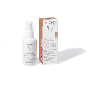 Vichy Невесомый солнцезащитный флюид для лица против признаков фотостарения UV-Age Daily SPF 50, тонирующий, 40 мл. фото