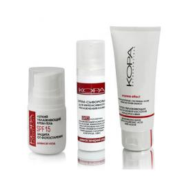 Кора Набор Защита и увлажнение Легкий крем-гель SPF15, 50мл  Крем-сыворотка 30мл  Крем- маска 100мл. фото