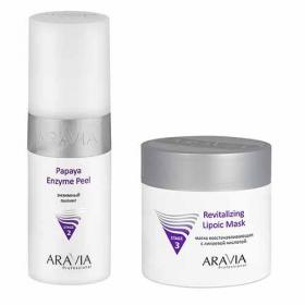 Aravia Professional Энзимный пилинг Papaya Enzyme Peel, 150 млМаска восстанавливающая с липоевой кислотой Revitalizing Lipoic Mask, 300 мл. фото