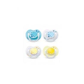 Avent Пустышка ночная силиконовая, 0-6 мес., 2 шт., розовая. фото