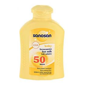 Sanosan Солнцезащитное молочко для малышей SPF 50, 200 мл. фото