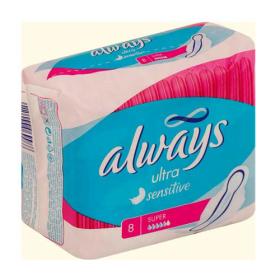 Always Олвейс,  Женские гигиенические прокладки Ultra Sensitive Super Plus Single. фото
