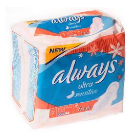 Always Олвейс,  Женские гигиенические прокладки Ultra Sensitive Fresh Normal Plus Single. фото