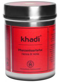 Khadi Растительная краска для волос хна и амла 100 г. фото