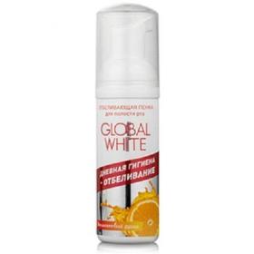 Global White Отбеливающая пенка для полости рта, со вкусом апельсиновый фреш  50 мл. фото