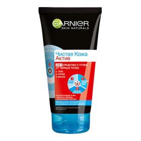 Garnier Гель-маска-скраб Чистая кожа актив 3 в 1 с углём, 150 мл. фото